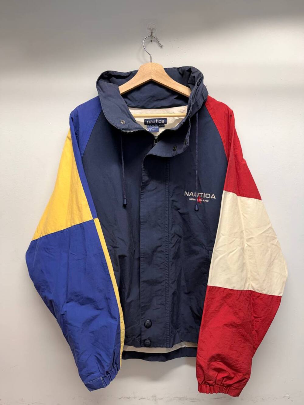 Nautica North Island Color Block Hooded Windbreaker Jacket